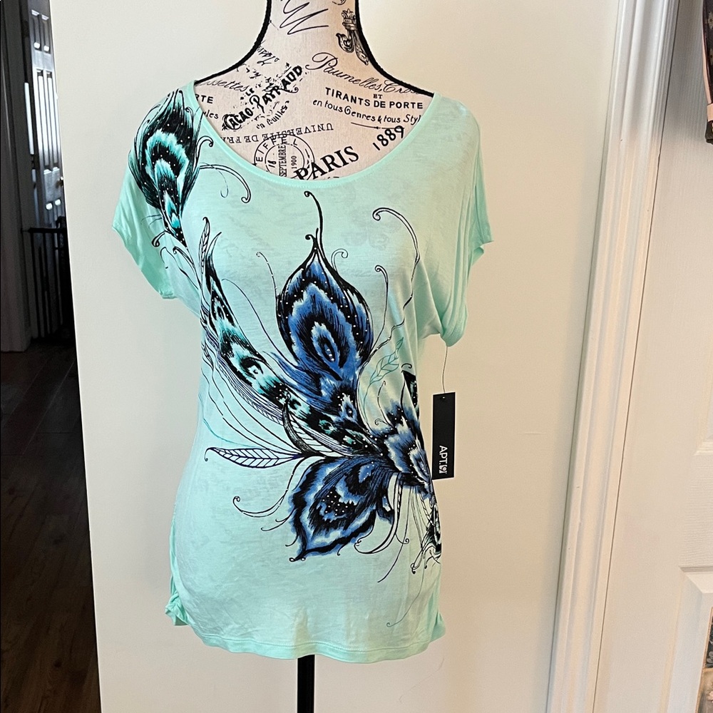 💗Apt. 9 Mint Butterfly Print Women's Top